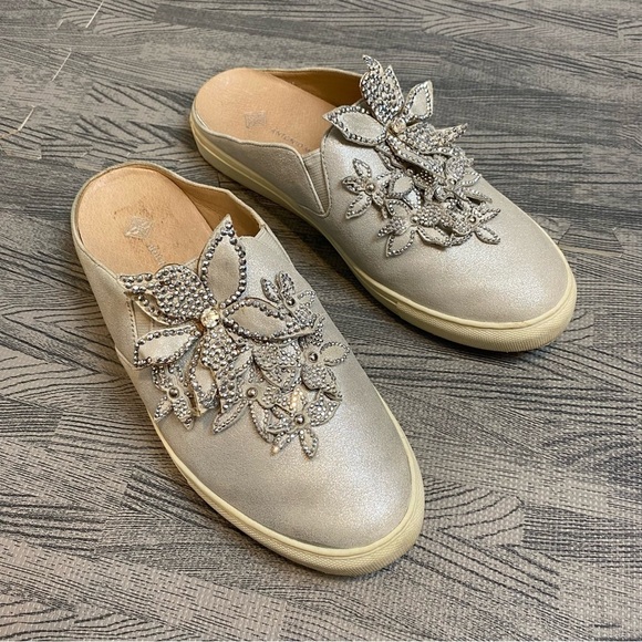 Antonio Melani Lorra Rhinestone Metallic Leather Sneaker Mule - Picture 2 of 15